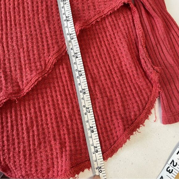 WE THE FREE Free People Waffle Knit Cowl Neck Top Size XS Rustic Orange - Picture 8 of 9